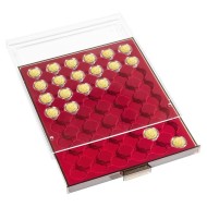 Tava cu 48 locasuri rotunde pentru monede de 21.5mm in capsule