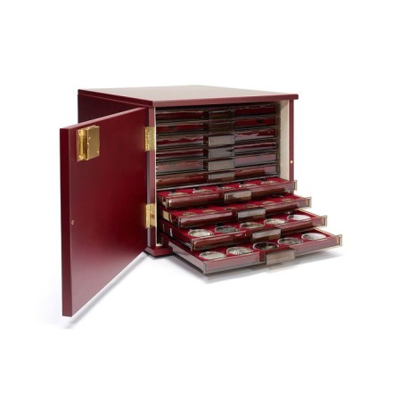 Cabinet pentru 10 tavi de monede MB standard, culoare mahon Cabinet pentru 10 tavi de monede MB standard, culoare mahon