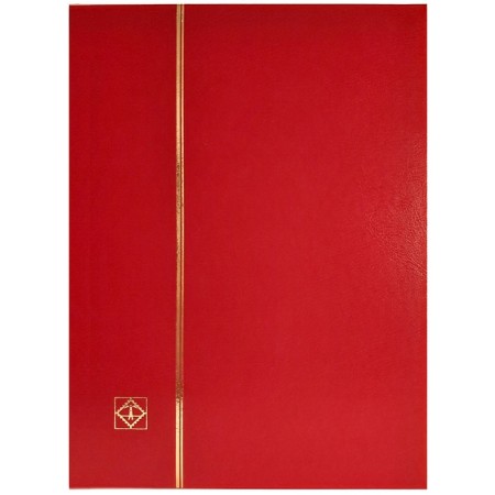 Clasor timbre cu 8 file negre, 16 pagini, seria Basic, coperta rosie