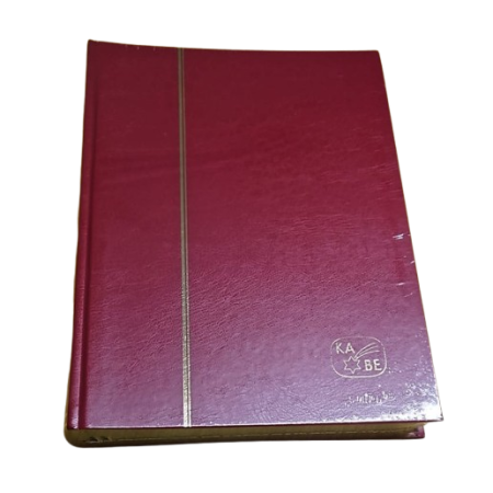 Clasor timbre cu 30 file / 60 pagini negre, KA-BE, coperta rosie