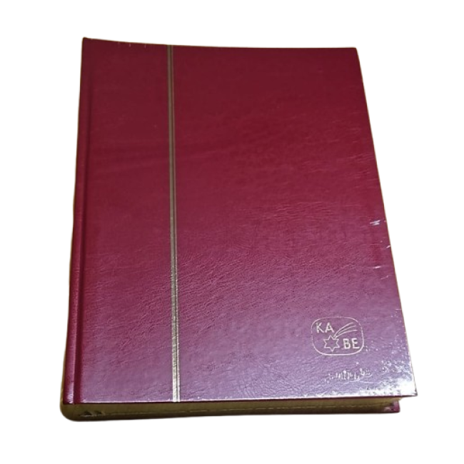 Clasor timbre cu 30 file / 60 pagini negre, KA-BE, coperta rosie