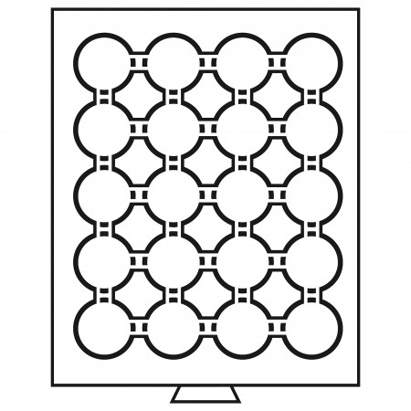 Tava cu 20 locasuri rotunde pentru monede de 39mm in capsule