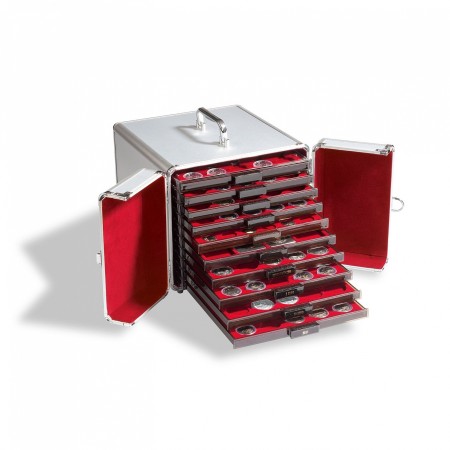 Cufar pentru 10 tavi de monede MB standard, aluminiu Cufar pentru 10 tavi de monede MB standard, aluminiu