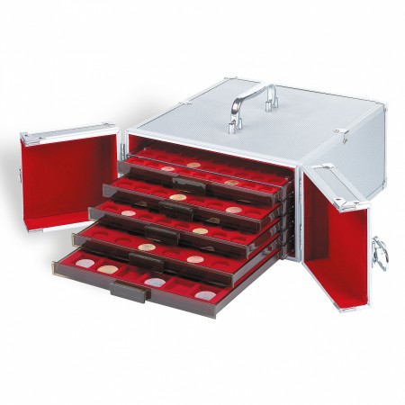 Cufar pentru 5 tavi de monede MB standard, aluminiu Cufar pentru 5 tavi de monede MB standard, aluminiu