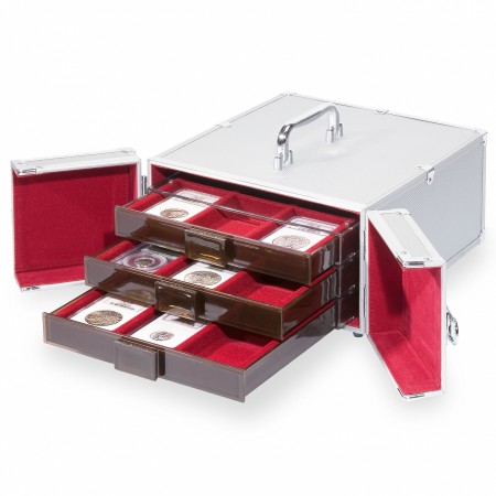 Cufar pentru 5 tavi de monede MB standard, aluminiu Cufar pentru 5 tavi de monede MB standard, aluminiu