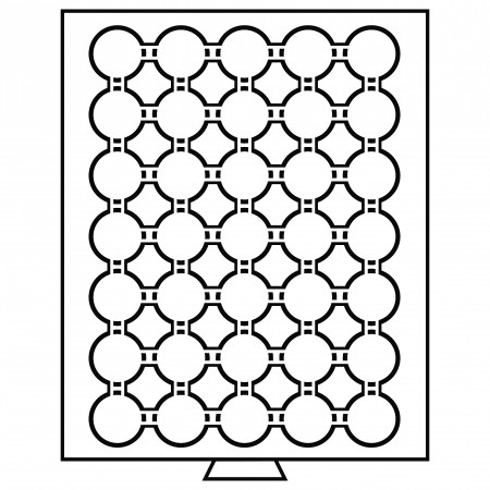 Tava cu 35 locasuri rotunde pentru monede de 26mm in capsule