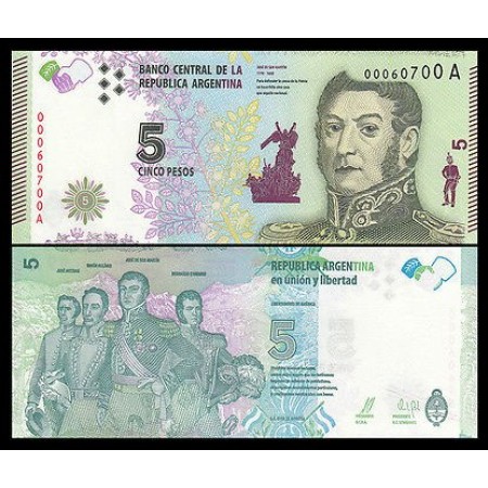 Argentina 2015 - 5 pesos aUNC/UNC Argentina 2015 - 5 pesos aUNC/UNC