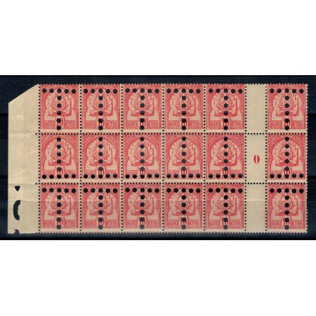 Tunisia 1901 - Porto, 10c cu perfin T, bloc de 24 neuzat Tunisia 1901 - Porto, 10c cu perfin T, bloc de 24 neuzat