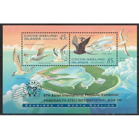 Cocos (Keeling) Islands 1995 - Pasari, colita neuzata cu suprati