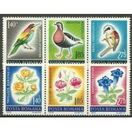 1973 - ocrotirea naturii, flori, pasari, serie neuzata
