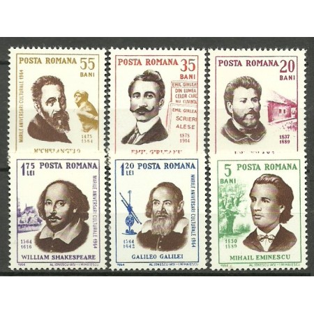 1964 - Marile aniversari culturale, serie neuzata