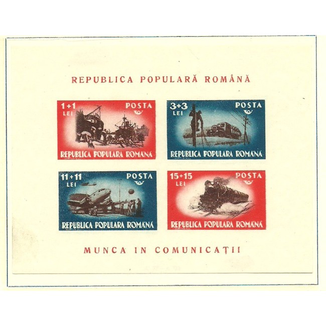 1948 - Munca in Comunicatii, bloc nestampilat 1948 - Munca in Comunicatii, bloc nestampilat