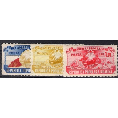 1957 - 10 ani de la proclamarea RPR, serie neuzata