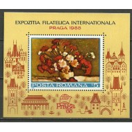1988 - expo Praga, pictura, flori, colita neuzata