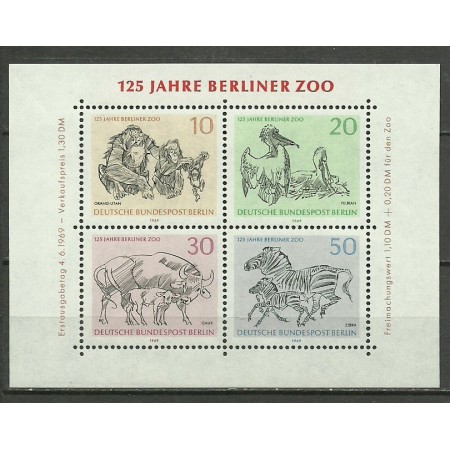 Berlin 1969 - Animale, fauna, gradina zoologica, bloc neuzat Berlin 1969 - Animale, fauna, gradina zoologica, bloc neuzat