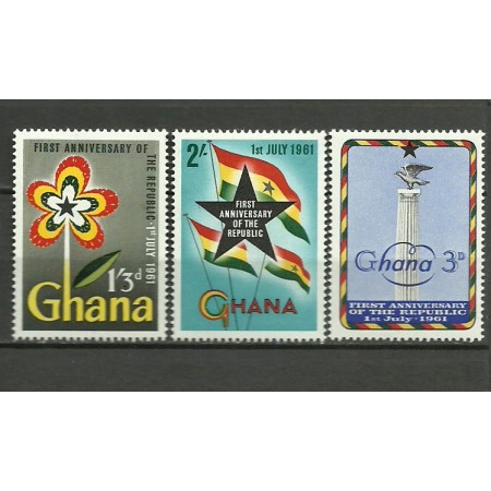 Ghana 1961 - aniv republicii, serie neuzata Ghana 1961 - aniv republicii, serie neuzata