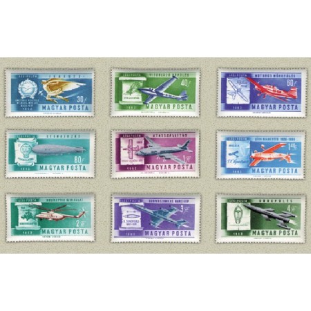 Ungaria 1962 - Zborul, aviație, avioane, elicopter, serie neuzata