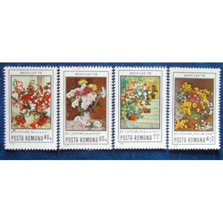 1979 - Socfilex, picturi cu flori, serie neuzata
