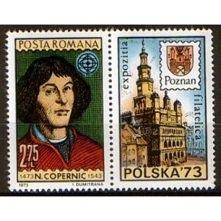 1973 - expo Polska, Copernic, cu vinieta, neuzata
