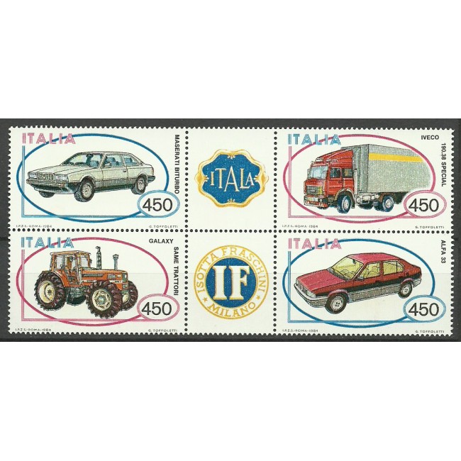 Italia 1984 - Autovehicule, serie neuzata in bloc