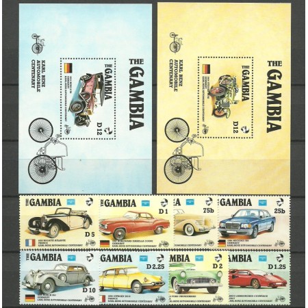Gambia 1986 - automobile, serie+2 colite neuzate