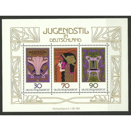 Bundes 1977 - Jugendstil, arta, bloc neuzat Bundes 1977 - Jugendstil, arta, bloc neuzat
