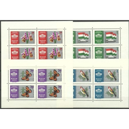 Ungaria 1961- expo Budapesta I, fluturi, pasari, serie bloc de 4 Ungaria 1961- expo Budapesta I, fluturi, pasari, serie bloc de 4
