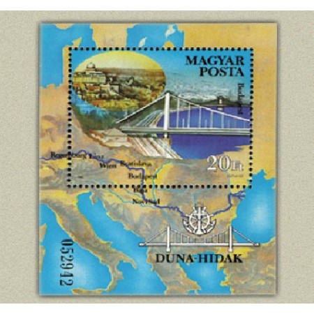 Ungaria 1985 - poduri peste Dunare, colita neuzata Ungaria 1985 - poduri peste Dunare, colita neuzata