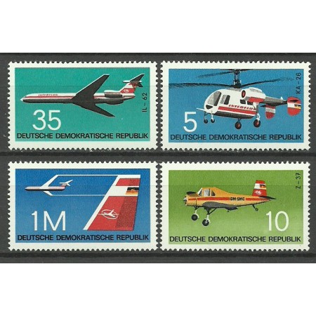 DDR 1972 - aviatie, avioane, elicoptere, serie neuzata DDR 1972 - aviatie, avioane, elicoptere, serie neuzata