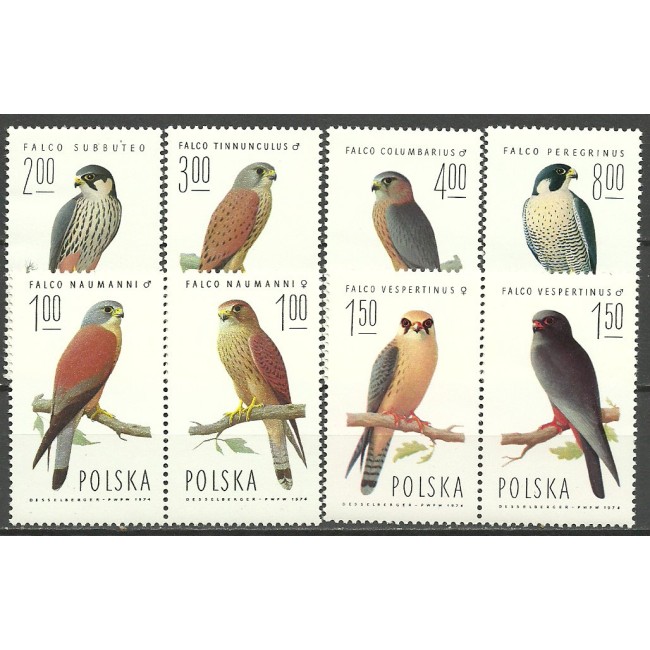 Polonia 1975 - Pasari, soim, serie neuzata