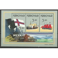 Insulele Feroe 1990 - Aniv. steagul tarii, vapoare, colita neuza