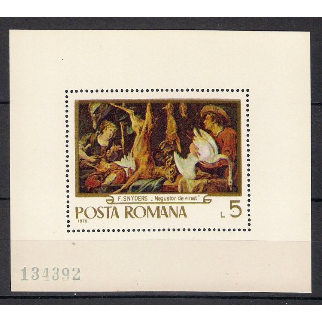 1970 - Reproduceri de arta, vanatoare, colita neuzata 1970 - Reproduceri de arta, vanatoare, colita neuzata
