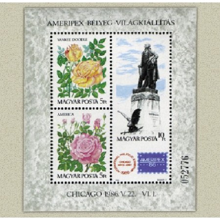 Ungaria 1986 - Ameripex, trandafiri, colita neuzata Ungaria 1986 - Ameripex, trandafiri, colita neuzata