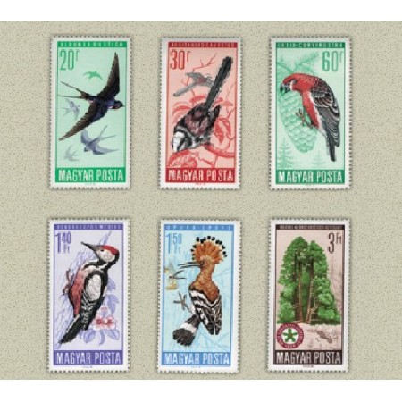 Ungaria 1966 - Pasari, serie neuzata