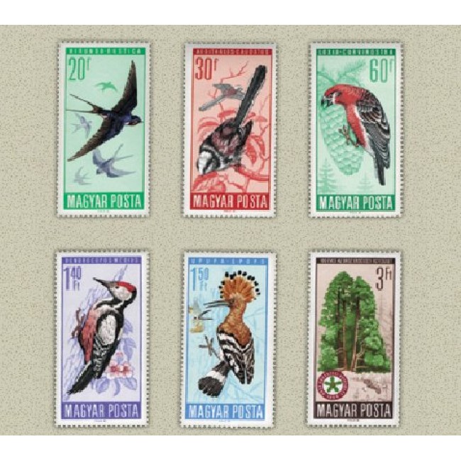 Ungaria 1966 - Pasari, serie neuzata
