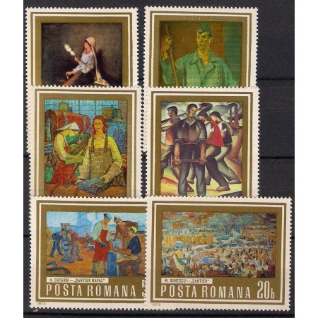1973 - Reproduceri de arta - munca, serie neuzata