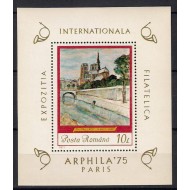 1975 - Expo filatelic Arphila 75 Paris, pictura, colita neuzata