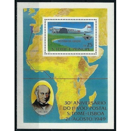 Sao Tome 1979 - ISTORIA AVIATIEI - COLITA NEUZATA Sao Tome 1979 - ISTORIA AVIATIEI - COLITA NEUZATA