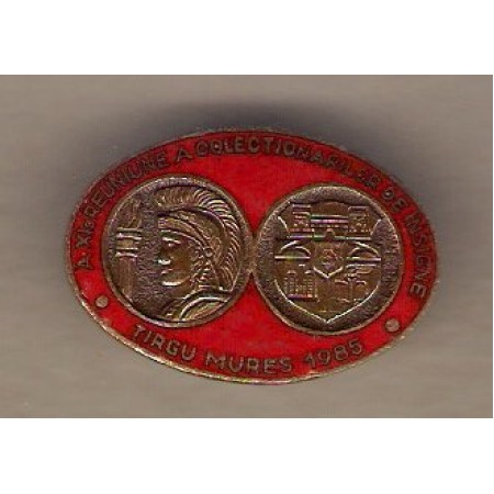 Insigna A XIa Reun. a Colect. de Insigne Tg. Mures 1985 rosu Insigna A XIa Reun. a Colect. de Insigne Tg. Mures 1985 rosu