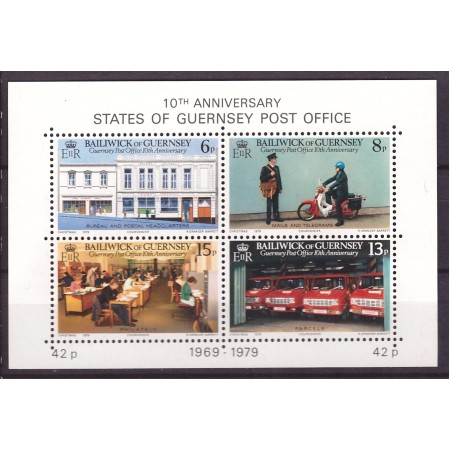 Guernsey 1979 - 10th anniv. post office, bloc neuzat Guernsey 1979 - 10th anniv. post office, bloc neuzat