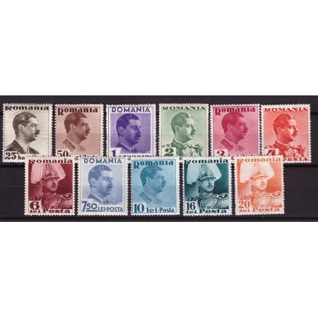1935 - Carol II uzuale cu POSTA, serie neștampilata cu șarniere