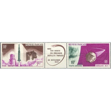 Polinezia Franceza 1966 - Satelit, Airmail, triptic neuzat Polinezia Franceza 1966 - Satelit, Airmail, triptic neuzat