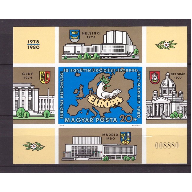 Ungaria 1980 - Conferința de securitate si cooperare Europeana, colita nedantelata neuzata Ungaria 1980 - Conferința de securitate si cooperare Europeana, colita nedantelata neuzata