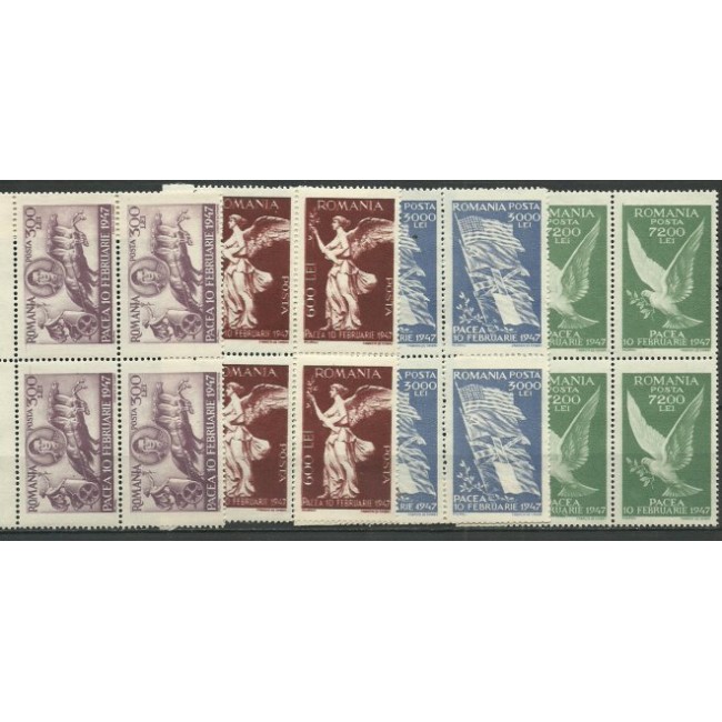 1947 - Pacea, serie neuzata in bloc de 4