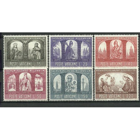 Vatican 1966 - 1000th aniv. catolicism in Polonia, serie neuzata Vatican 1966 - 1000th aniv. catolicism in Polonia, serie neuzata