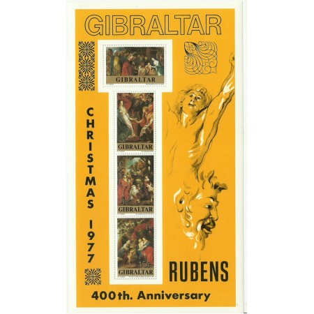 Gibraltar 1977 - Craciun picturi Rubens, bloc neuzat Gibraltar 1977 - Craciun picturi Rubens, bloc neuzat