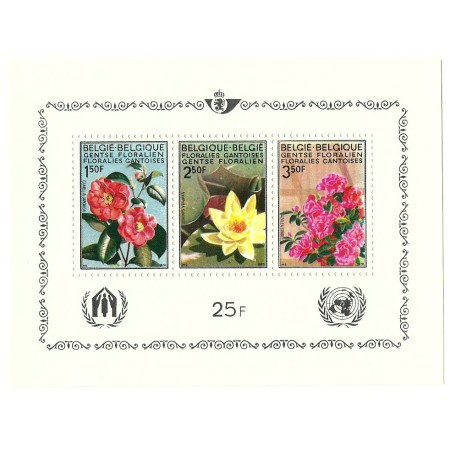 Belgia 1970 - Flori, expozitie, colita neuzata Belgia 1970 - Flori, expozitie, colita neuzata