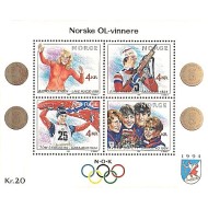 Norvegia 1989 - Medalii olimpice, sport, bloc neuzat