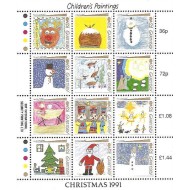 Guernsey 1991 - Craciun, desene copii, bloc neuzat