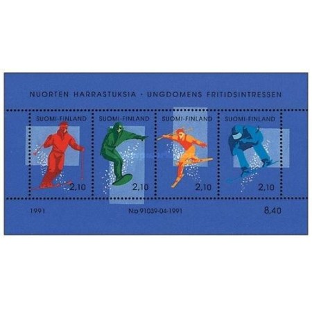Finlanda 1991 - Sporturi de iarna, bloc neuzat Finlanda 1991 - Sporturi de iarna, bloc neuzat